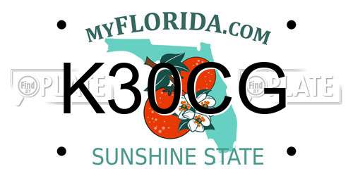 K30CG Florida License Plate