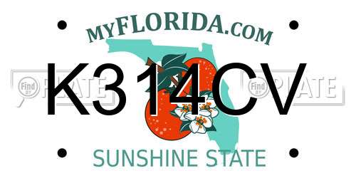 K314CV Florida License Plate