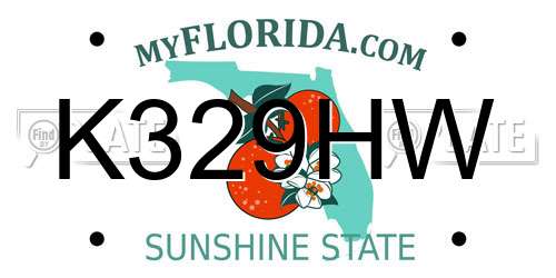 K329HW Florida License Plate