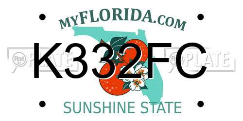 K332FC Florida License Plate