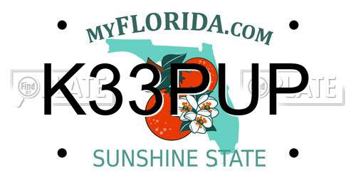 K33PUP Florida License Plate