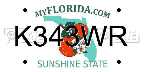 K343WR Florida License Plate