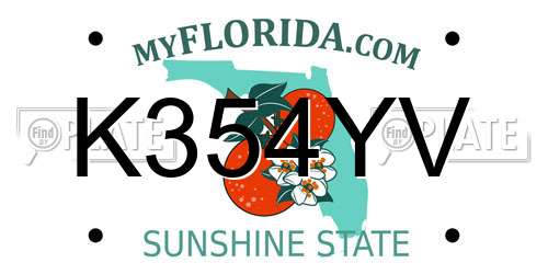 K354YV Florida License Plate