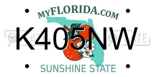 K405NW Florida License Plate