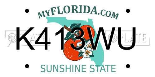 K413WU Florida License Plate