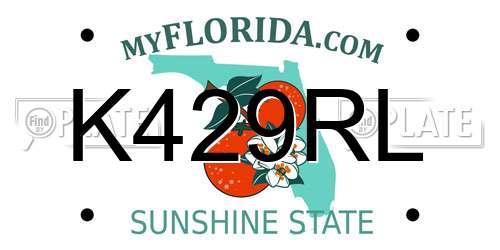 K429RL Florida License Plate