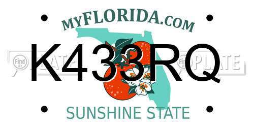 K433RQ Florida License Plate