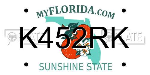 K452RK Florida License Plate