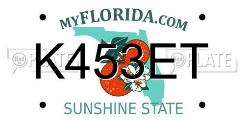 K453ET Florida License Plate