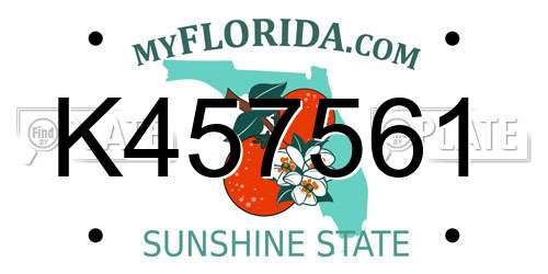 K457561 Florida License Plate