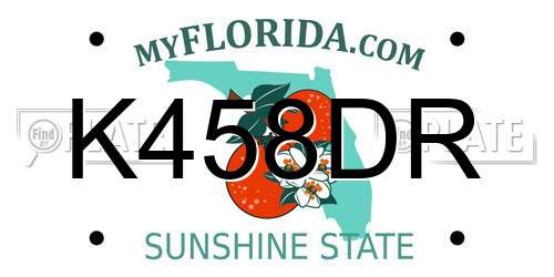 K458DR Florida License Plate