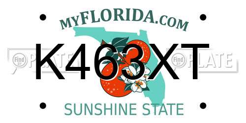 K463XT Florida License Plate