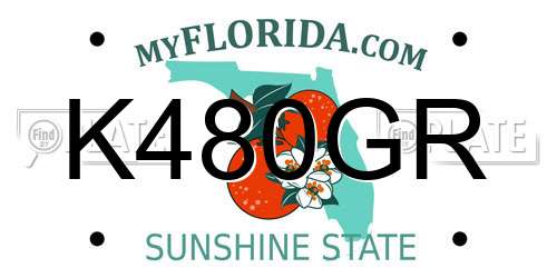 K480GR Florida License Plate