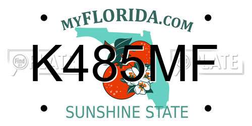 K485MF Florida License Plate