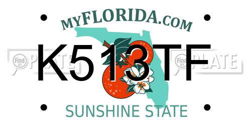 K513TF Florida License Plate