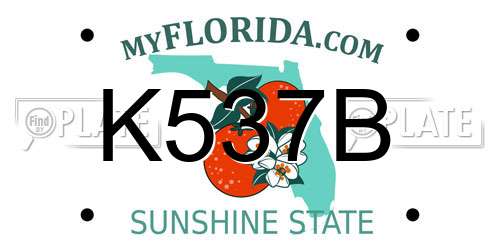 K537B Florida License Plate