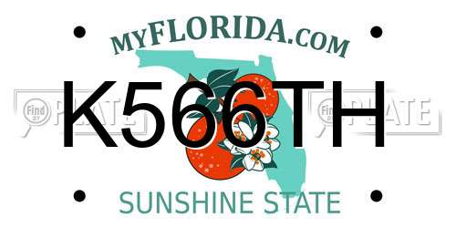 K566TH Florida License Plate