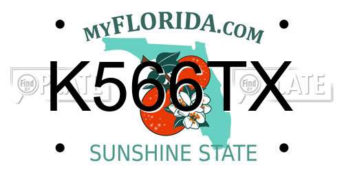 K566TX Florida License Plate