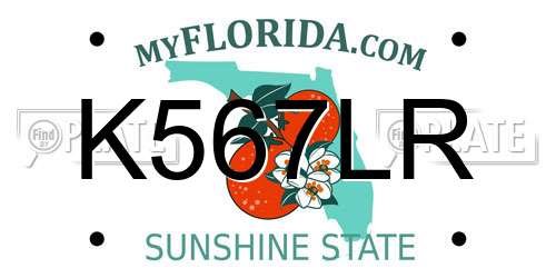 K567LR Florida License Plate