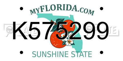K575299 Florida License Plate