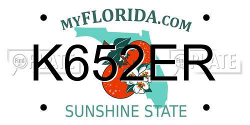 K652ER Florida License Plate