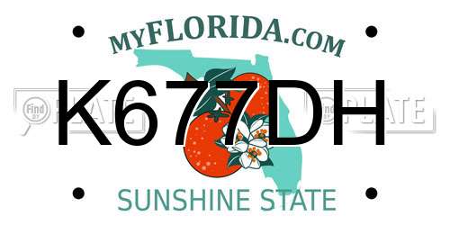 K677DH Florida License Plate