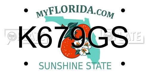 K679GS Florida License Plate