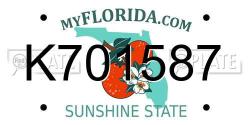 K701587 Florida License Plate