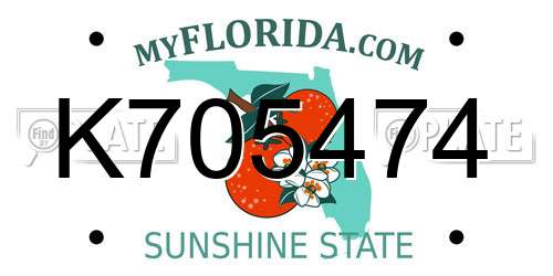 K705474 Florida License Plate