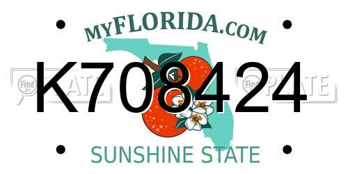 K708424 Florida License Plate