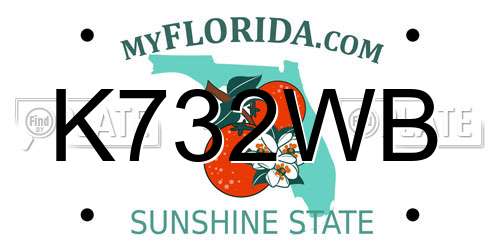 K732WB Florida License Plate