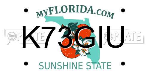 K73GIU Florida License Plate