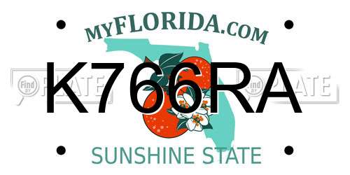 K766RA Florida License Plate