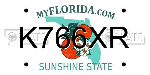 K766XR Florida License Plate