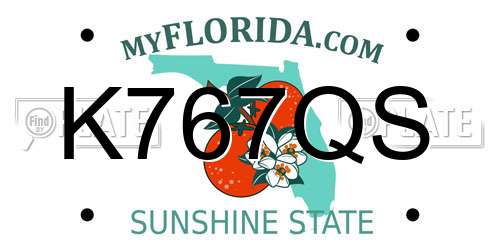 K767QS Florida License Plate