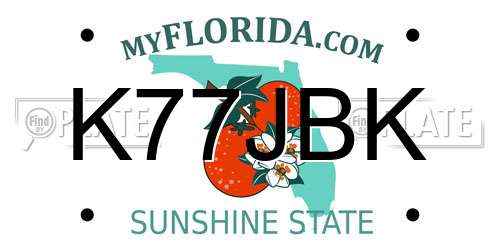 K77JBK Florida License Plate