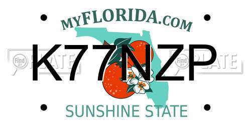 K77NZP Florida License Plate