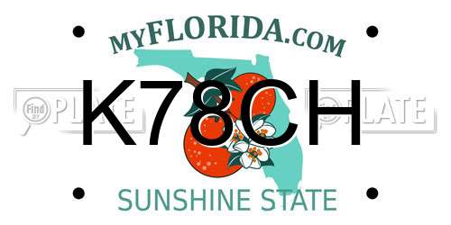 K78CH Florida License Plate