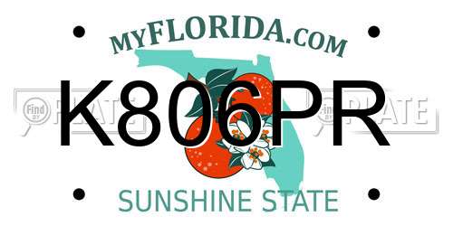 K806PR Florida License Plate