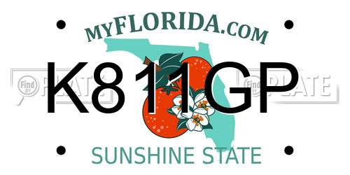K811GP Florida License Plate