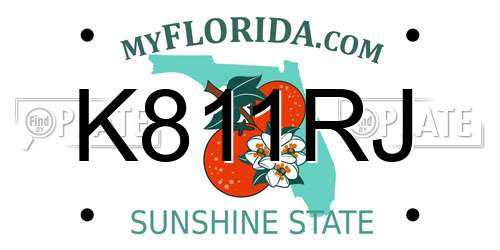 K811RJ Florida License Plate