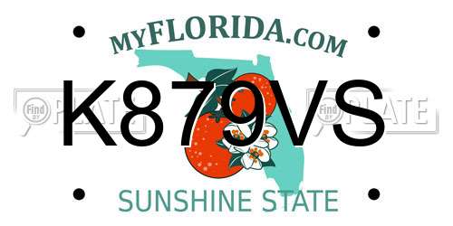 K879VS Florida License Plate
