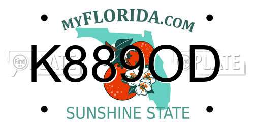 K889OD Florida License Plate