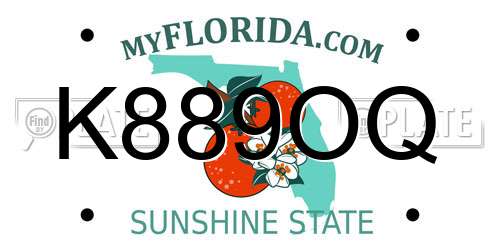 K889OQ Florida License Plate