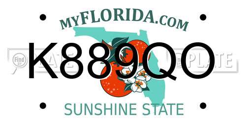 K889QO Florida License Plate
