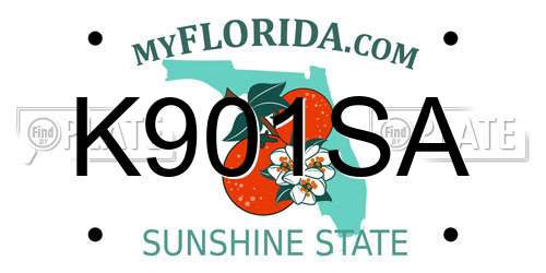 K901SA Florida License Plate