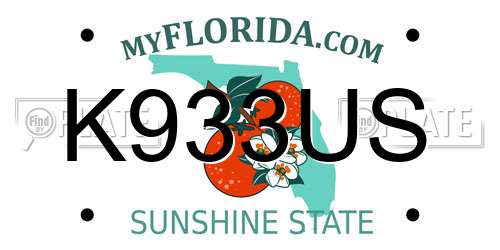 K933US Florida License Plate