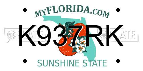 K937RK Florida License Plate