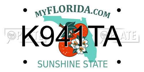 K941TA Florida License Plate