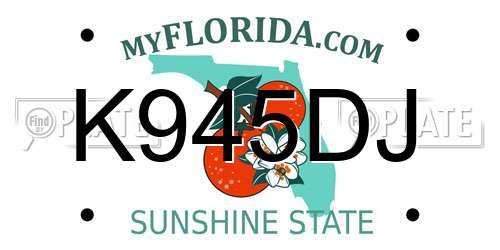 K945DJ Florida License Plate